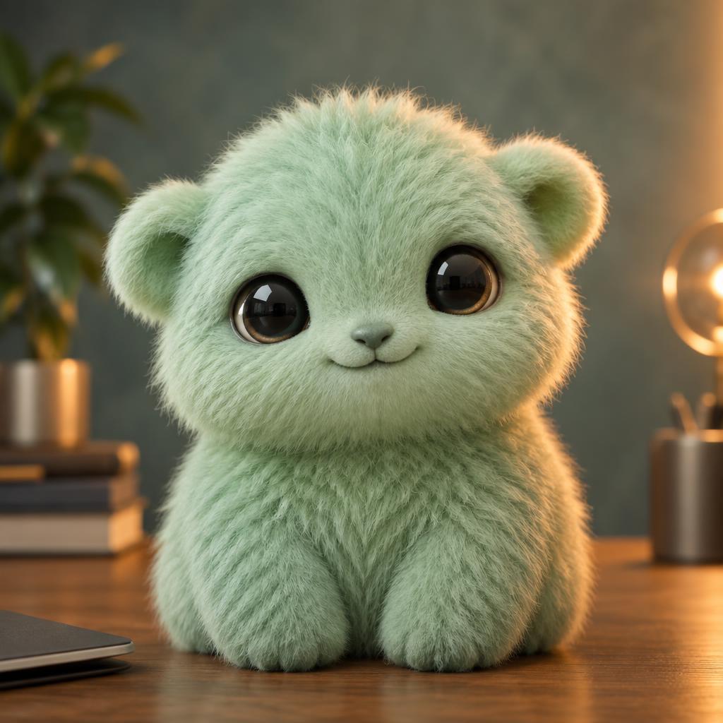 Portrait of Milo, the mint-green plush editor at The Struggle